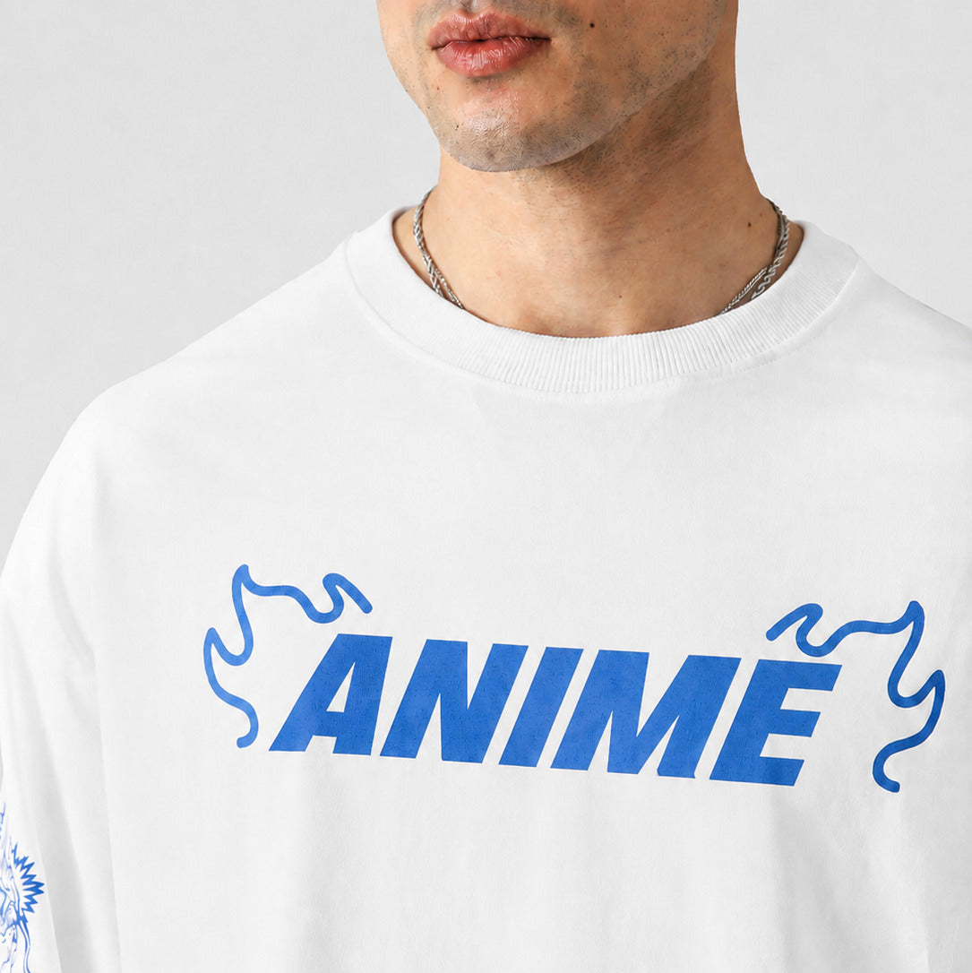 WTM Anime Inspired Long Sleeve Graphic T-Shirt - White Cotton Streetwear Tee