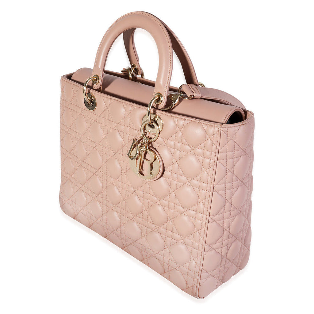 Dior Large Lady Dior Cannage Lambskin Bag - Pink Blush