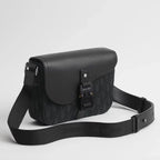 Dior Small Saddle Jacquard Messenger Bag with Flap - Black