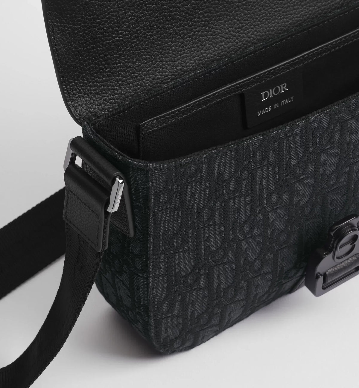 Dior Small Saddle Jacquard Messenger Bag with Flap - Black