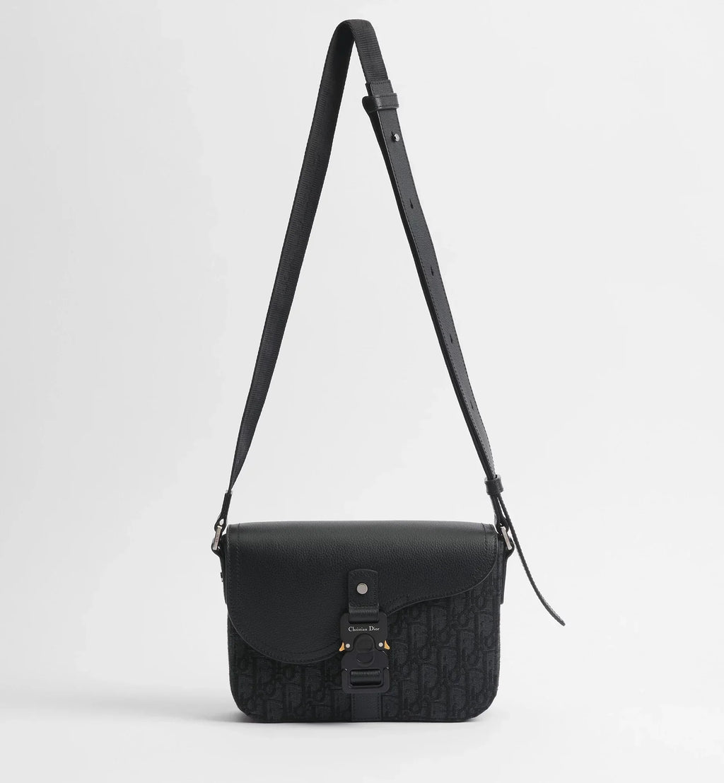 Dior Small Saddle Jacquard Messenger Bag with Flap - Black