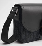 Dior Small Saddle Jacquard Messenger Bag with Flap - Black