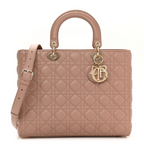 Dior Large Lady Dior Cannage Lambskin Bag - Pink Blush