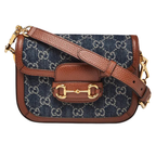 Gucci Blue GG Denim Horsebit 1955 Mini Crossbody Bag - Blue