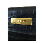 Hermes Kelly 32 Black Crocodile Gold Hardware Vintage