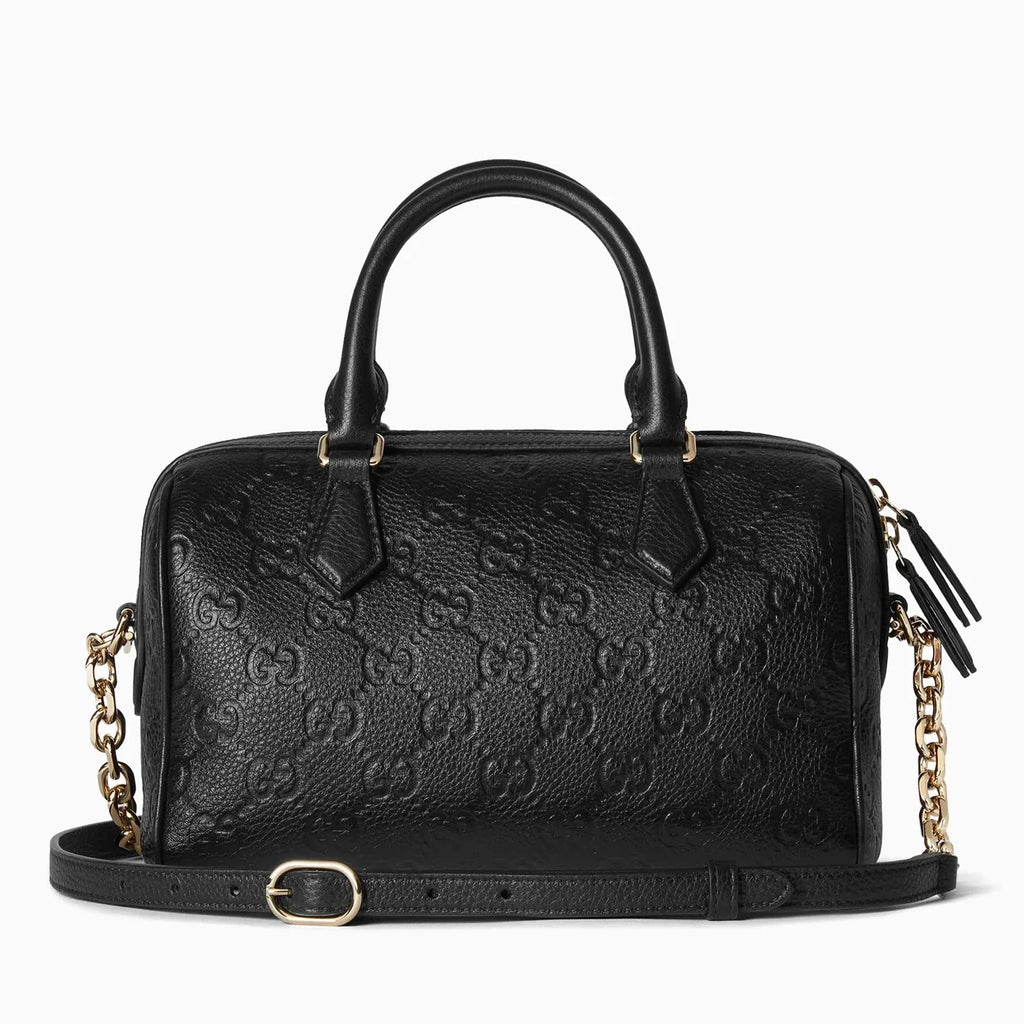 Gucci GG Emblem Small Boston Top Handle Bag – Black