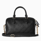 Gucci GG Emblem Small Boston Top Handle Bag – Black