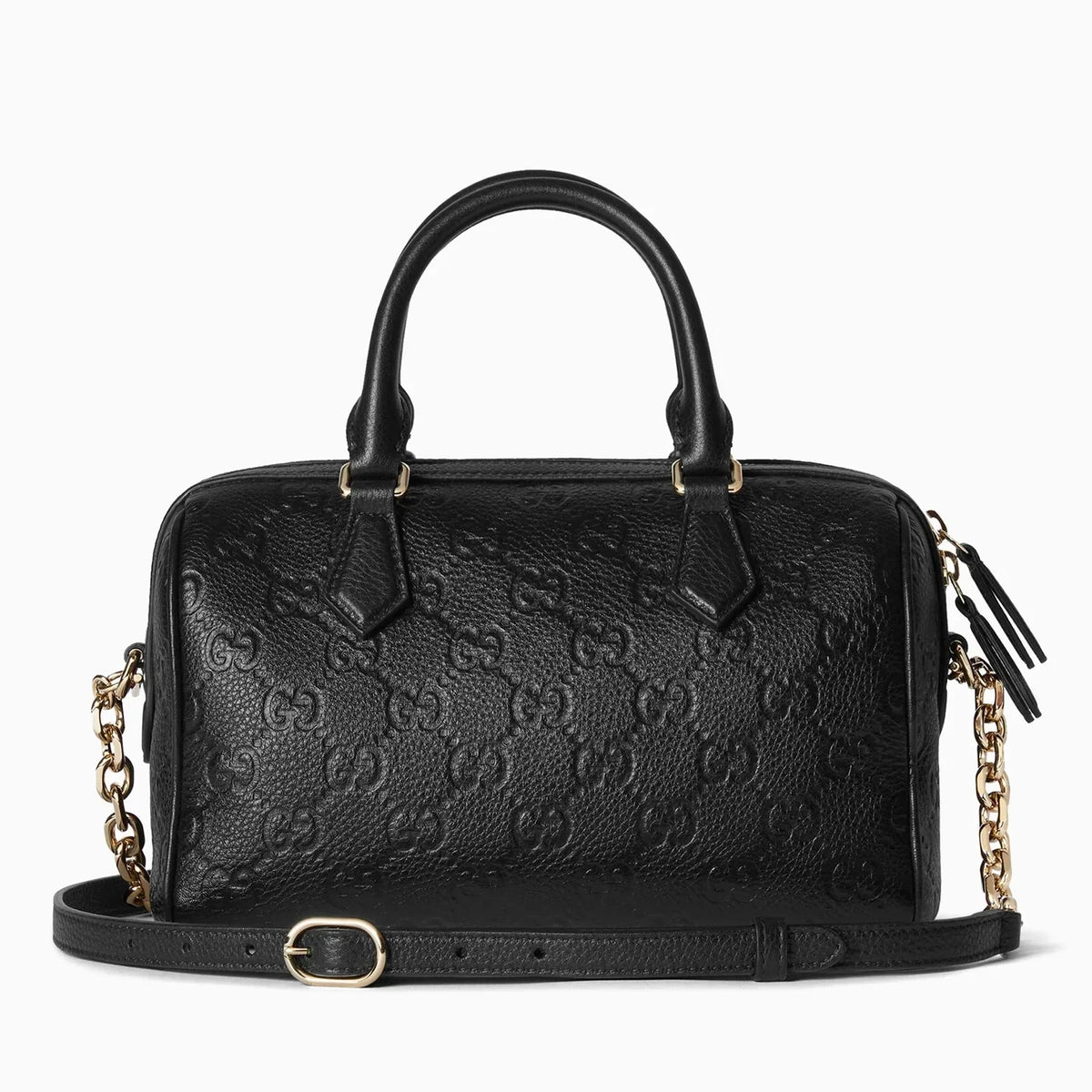 Gucci GG Emblem Small Boston Top Handle Bag – Black