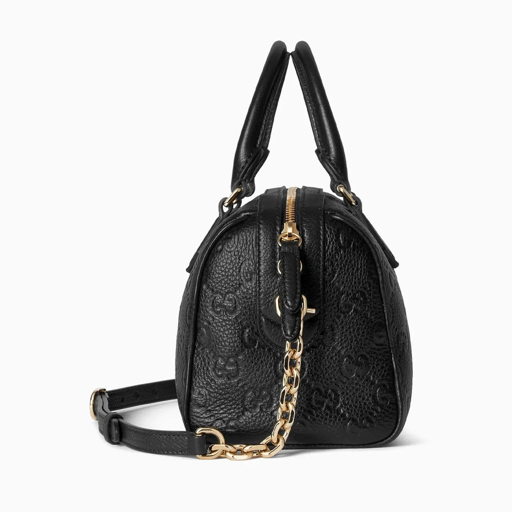 Gucci GG Emblem Small Boston Top Handle Bag – Black
