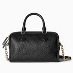 Gucci GG Emblem Small Boston Top Handle Bag – Black