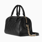 Gucci GG Emblem Small Boston Top Handle Bag – Black