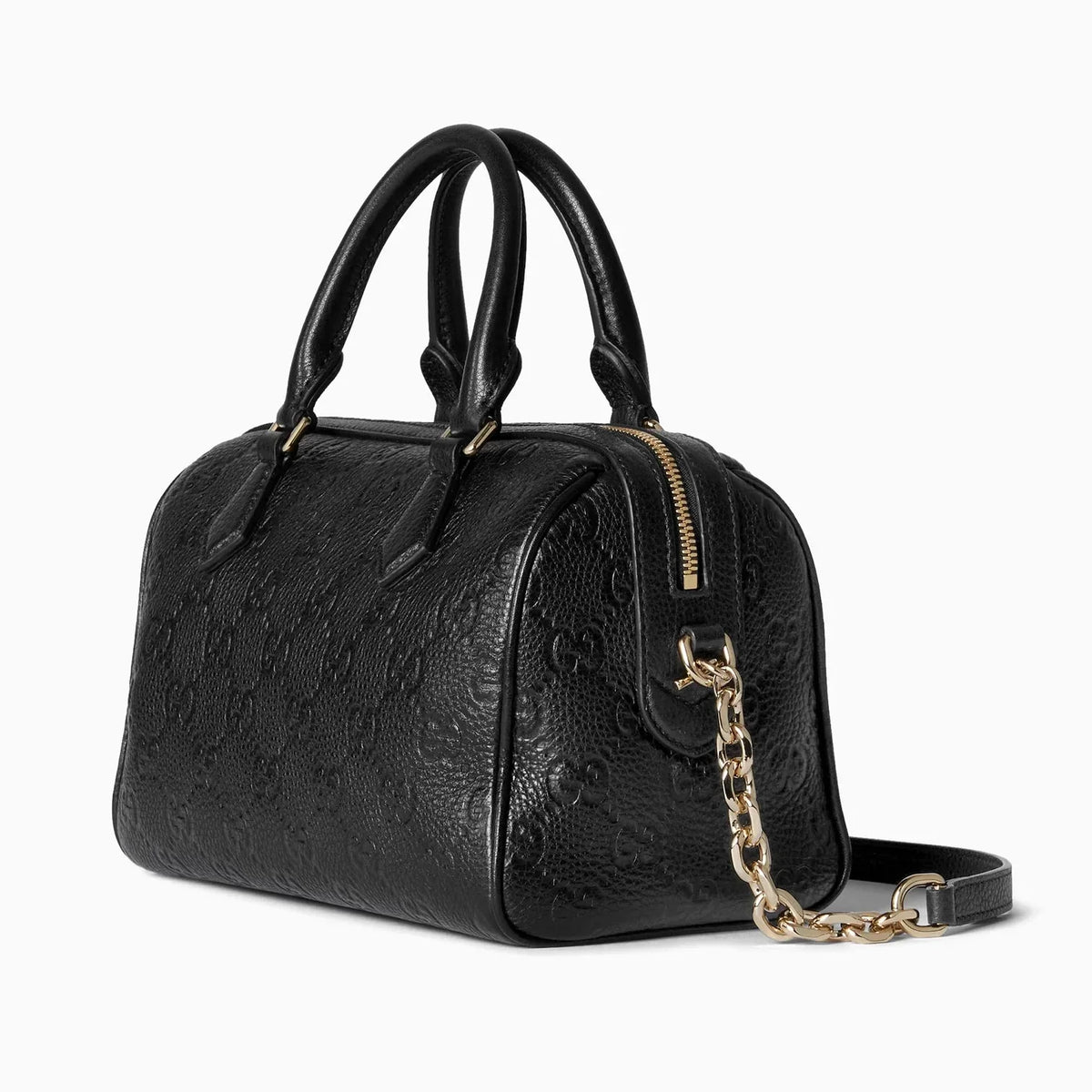 Gucci GG Emblem Small Boston Top Handle Bag – Black