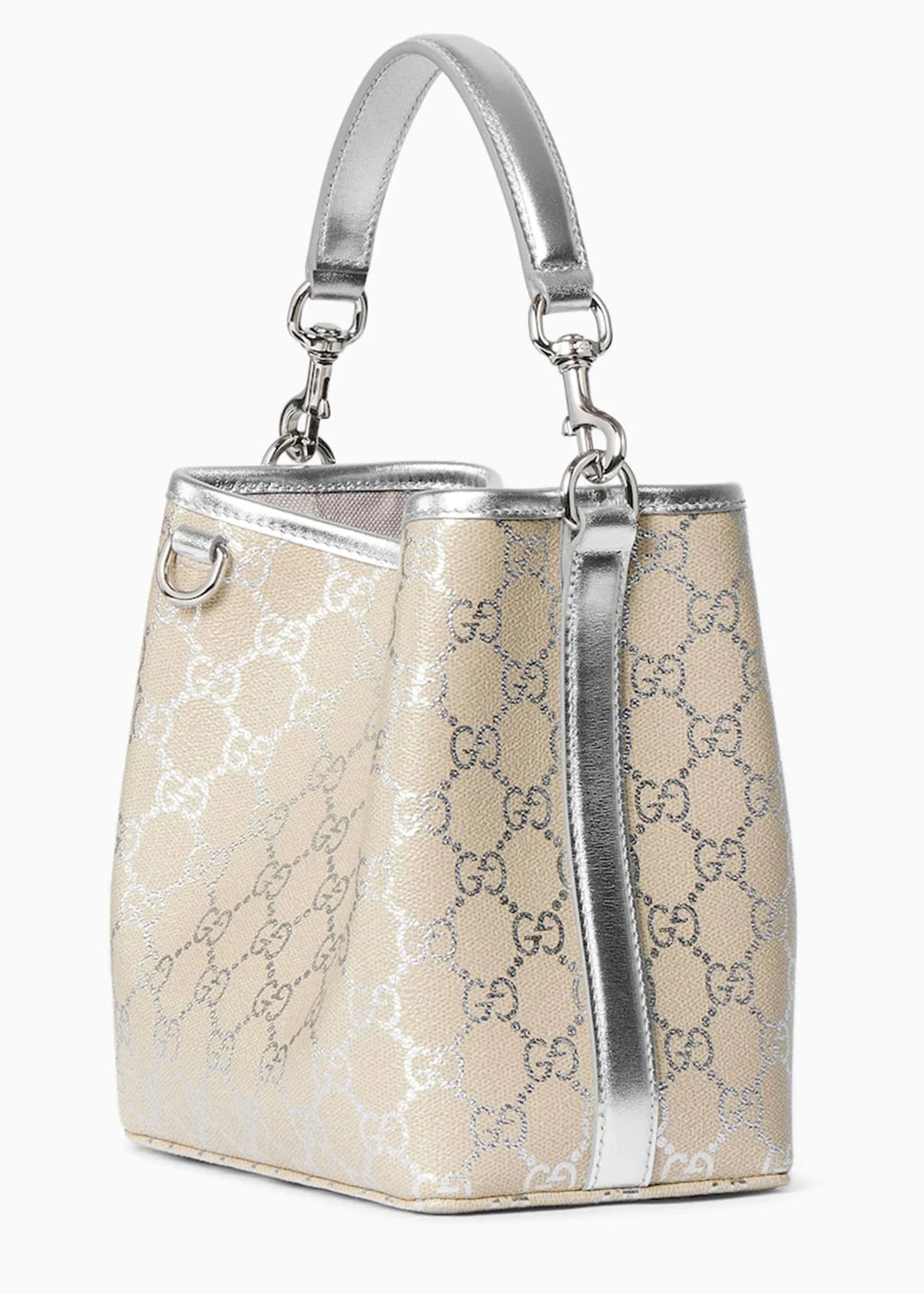 Gucci GG Supreme Monogram Emblem Leather Shoulder Bag - Beige