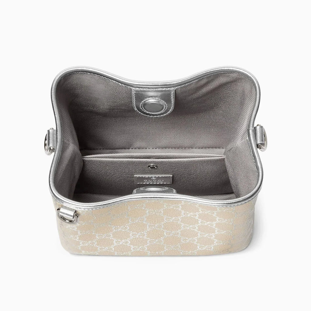 Gucci GG Supreme Monogram Emblem Leather Shoulder Bag - Beige