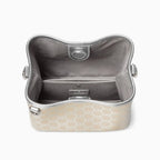 Gucci GG Supreme Monogram Emblem Leather Shoulder Bag - Beige