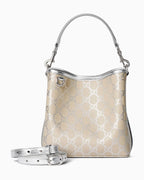 Gucci GG Supreme Monogram Emblem Leather Shoulder Bag - Beige
