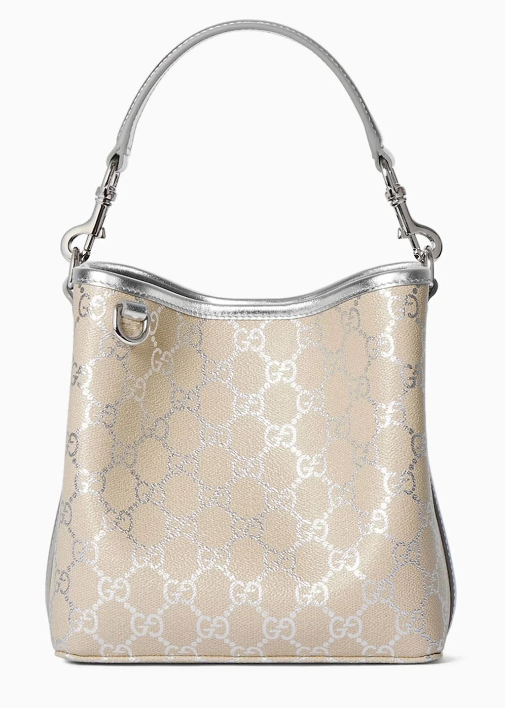 Gucci GG Supreme Monogram Emblem Leather Shoulder Bag - Beige
