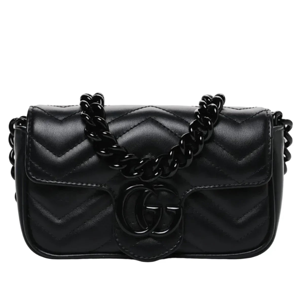 Gucci GG Marmont Leather Chain Belt Bag – Black