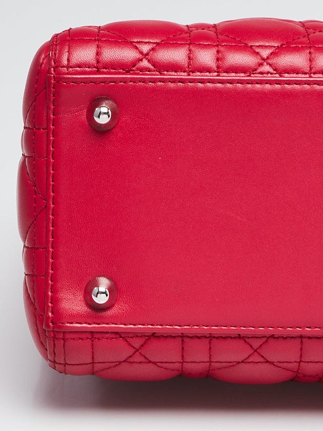 Dior Large Lady Dior Cannage Lambskin Bag - Red