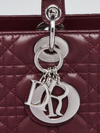 Dior Large Lady Dior Cannage Lambskin Bag - Burgundy