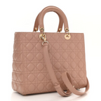 Dior Large Lady Dior Cannage Lambskin Bag - Pink Blush