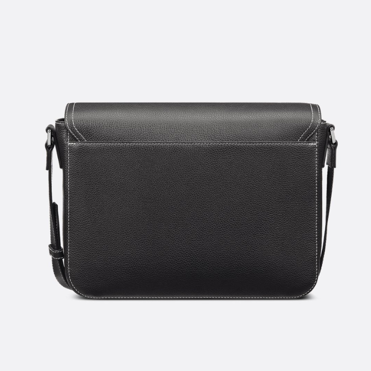 Dior Medium Grained Calfskin Saddle Messenger Bag with Flap - Black