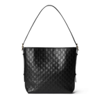 Gucci GG Emblem Medium Shoulder Bag – Black