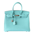 Hermes Birkin 35 Blue Atoll Togo Leather Palladium Hardware