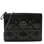 Dior Caro Macrocannage Diamond Quilted Leather Shoulder Bag - Black