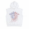 Sp5der Rhinestone Og Web Sleeveless Hoodie - Glacier