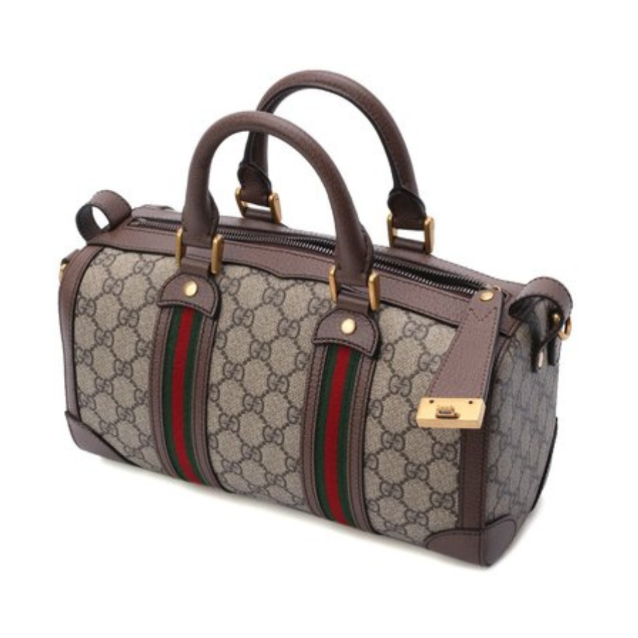 Gucci Canvas Leather Travel Duffle Bag - Beige