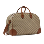 Gucci GG Canvas Medium Leather-Trimmed Duffel Bag