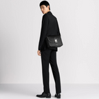 Dior Medium Grained Calfskin Saddle Messenger Bag with Flap - Black