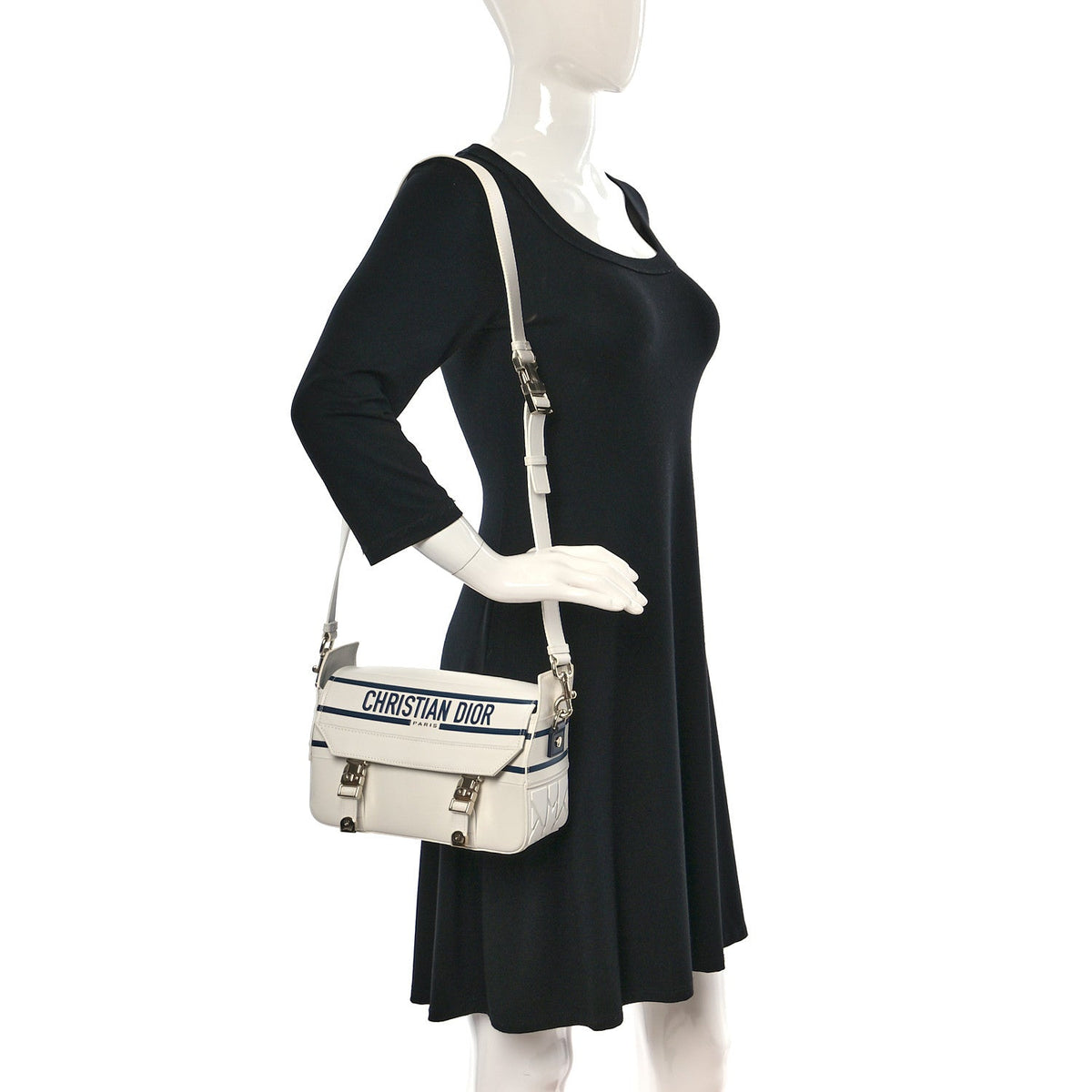 Dior Small Diorcamp Calfskin Bag - White