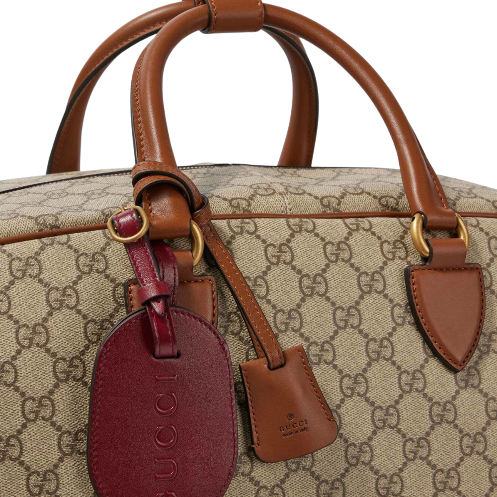 Gucci GG Canvas Medium Leather-Trimmed Duffel Bag