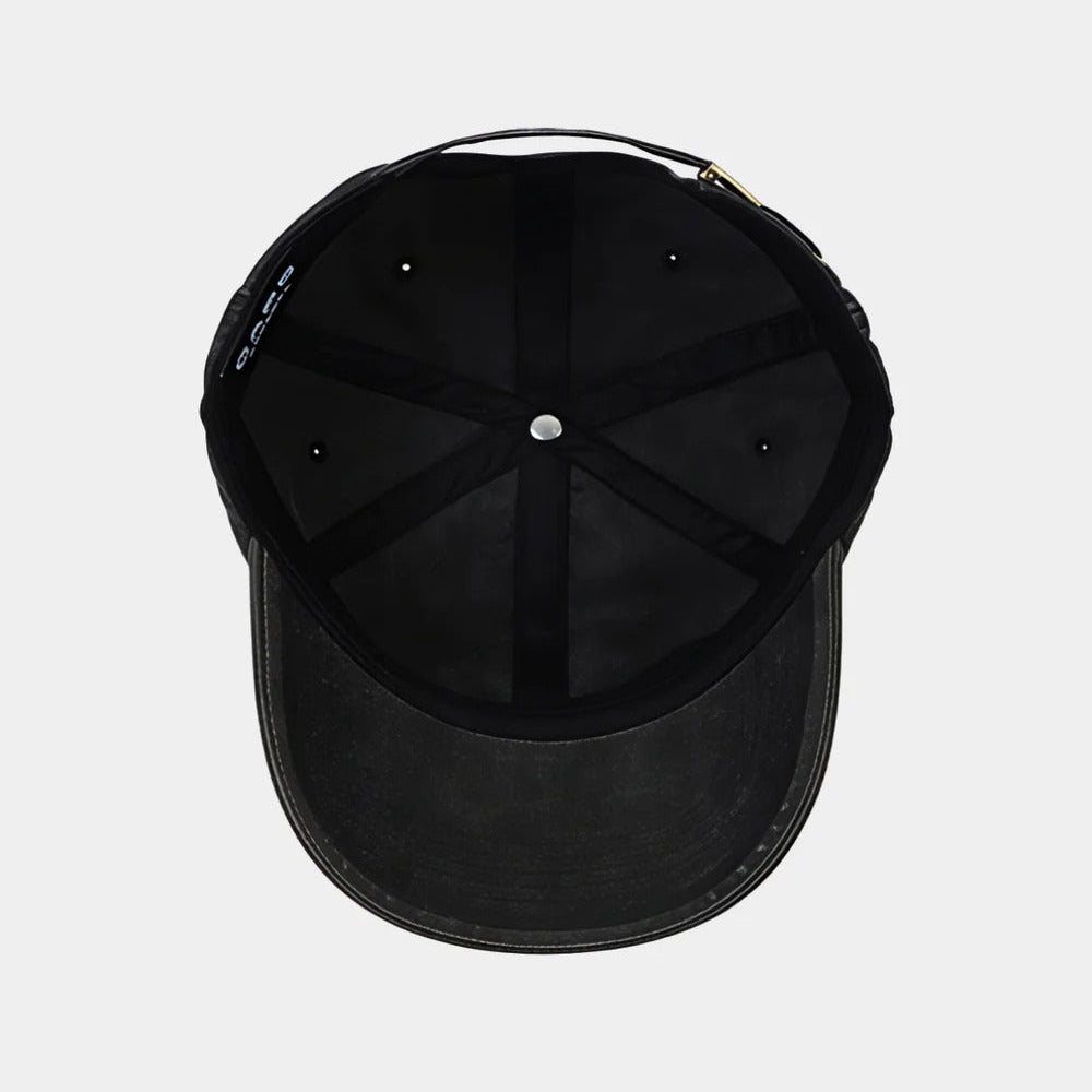 Black cap on a light gray background