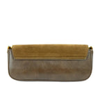 Brown leather clutch bag on a white background