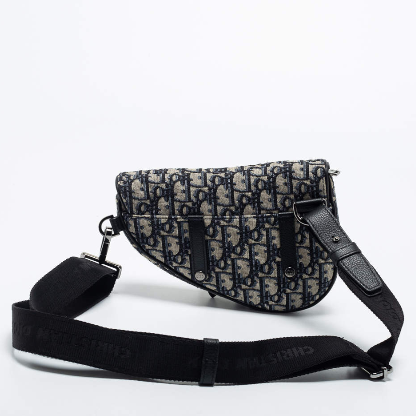 Dior Mini Oblique Jacquard Saddle Bag - Beige Black
