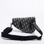 Dior Mini Oblique Jacquard Saddle Bag - Beige Black