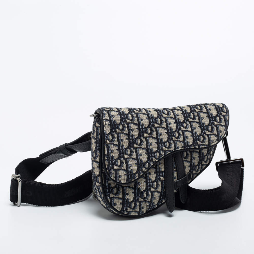 Dior Mini Oblique Jacquard Saddle Bag - Beige Black