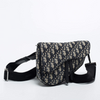 Dior Mini Oblique Jacquard Saddle Bag - Beige Black