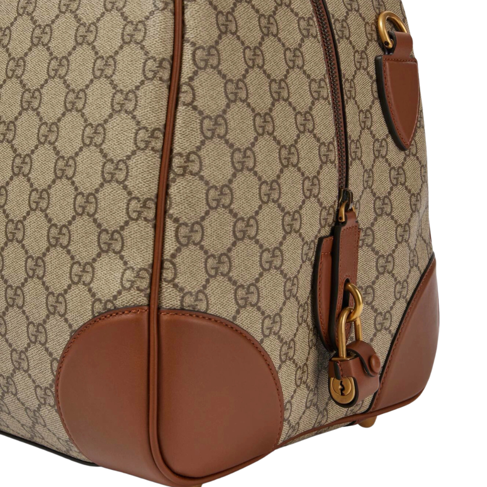 Gucci GG Canvas Medium Leather-Trimmed Duffel Bag