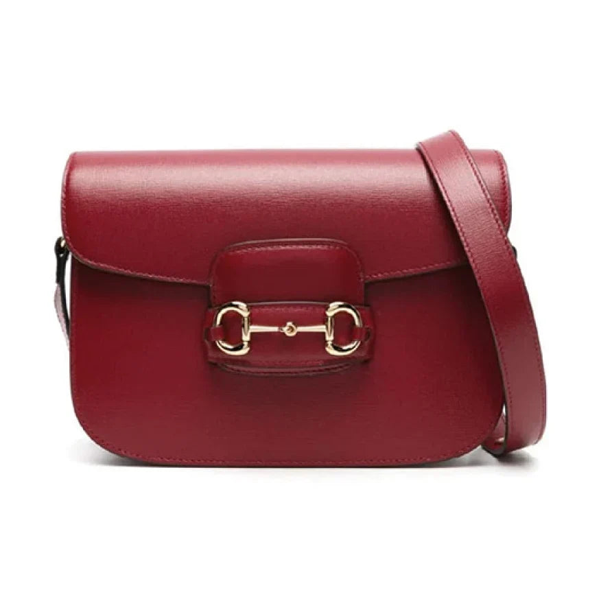 Gucci 1955 Horsebit Leather Shoulder Bag – Red