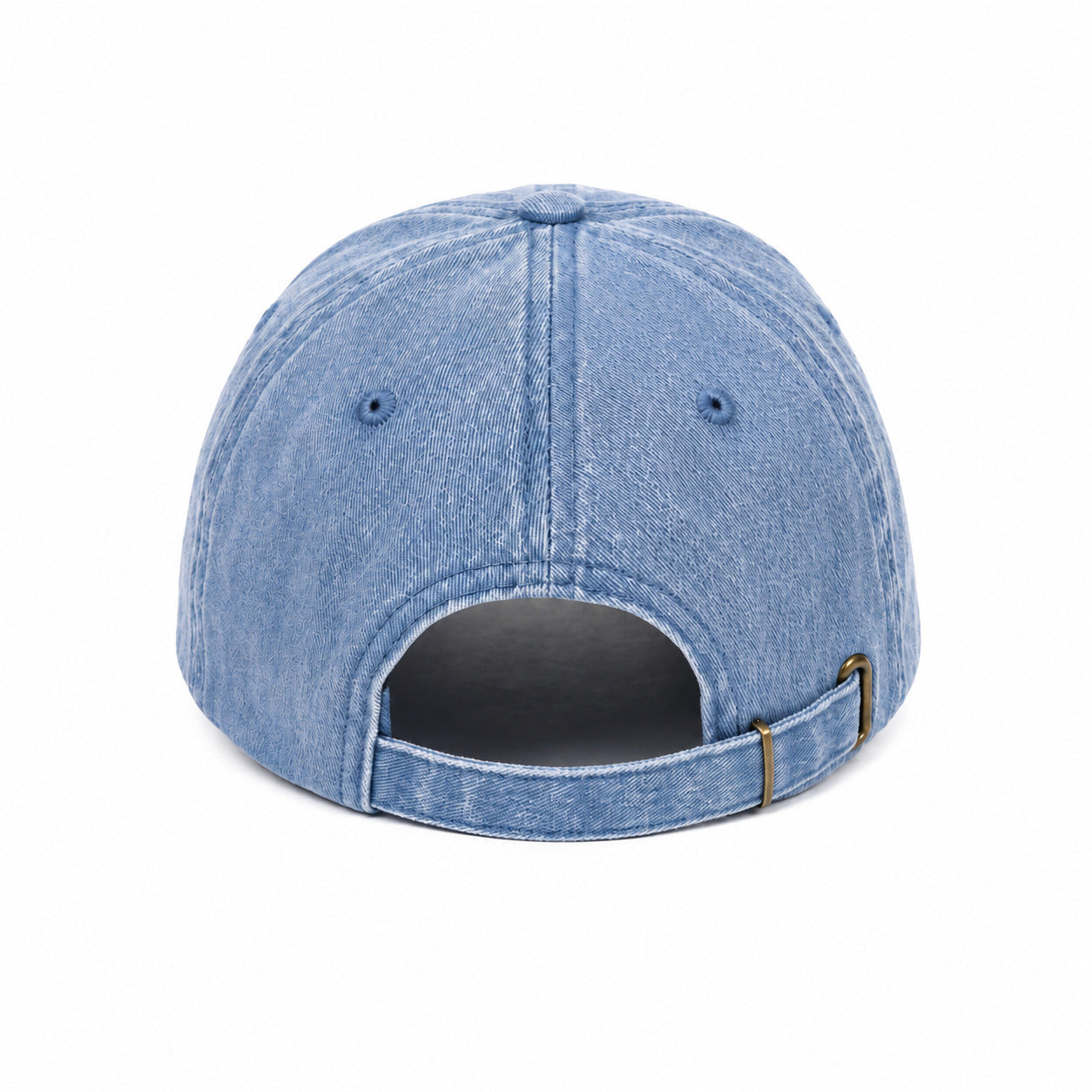 Blue denim cap on a white background