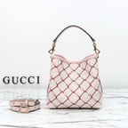 Gucci GG Emblem Small Bucket Bag – Pink