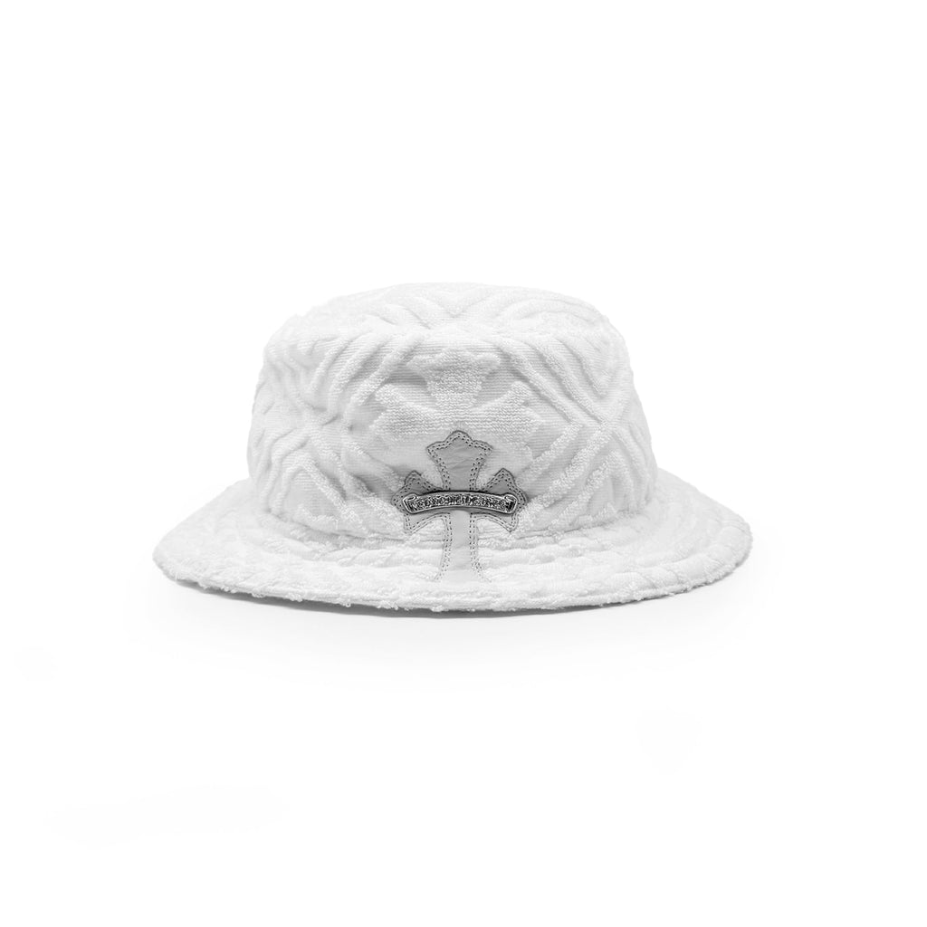 Chrome Hearts Cross Leather Patch Terry Fabric Hat in White