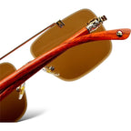 Sunglasses with wooden arms on a white background