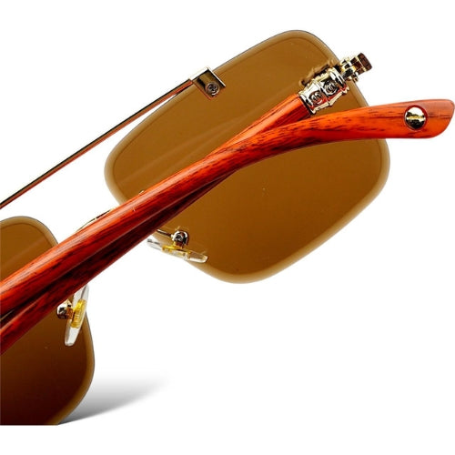 Sunglasses with wooden arms on a white background