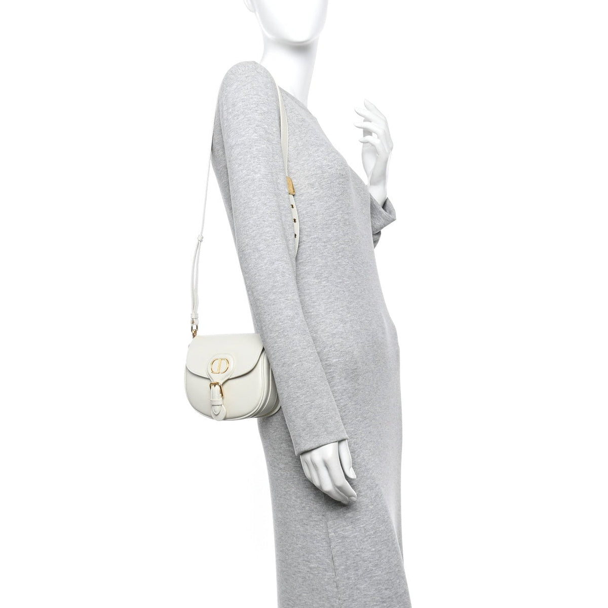 Dior Medium Bobby Calfskin Crossbody Bag - White