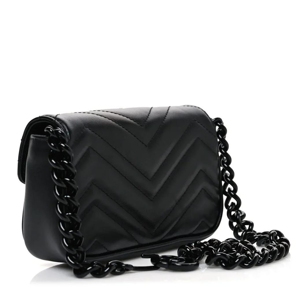 Gucci GG Marmont Leather Chain Belt Bag – Black